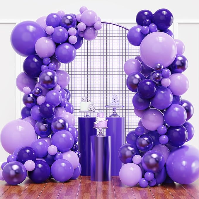 YMSZ Purple Balloon Garland Arch Kit, Dark Purple Balloons and Purple Balloon for for Purple Birthday Wedding Baby Shower Party Decorations