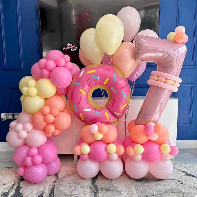 Pink and Orange Balloon Arch, 103 PCS Baby and Hot Pink Balloon Garland With Peach Yellow Balloons for Princess Tropical Hawaiian Theme Birthday Party Decorations