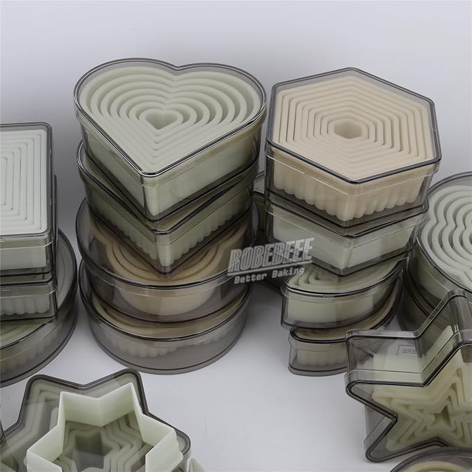 Multi-Shape Nylon Cookie Molds Round Square Star Plastic Geometry Biscuit Cutter Dough Mousse Bread Slicer DIY Bakery Utensils (Fluted Fan)