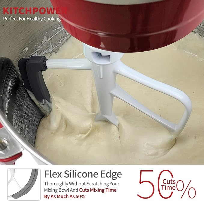 KITCHPOWER 6 Quart Flex Edge Beater for KitchenAid Bowl-Lift Stand Mixers, Paddle Attachment Mixer Accessory