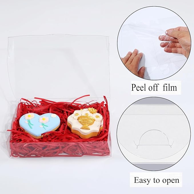 15PCS 7x4.3x1.5 Inch Clear Chocolate Covered Ore Boxes Cookie Boxes with Window Bakery Boxes for Truffle,Cakesickle, Bomb Dount,Cake & Gift Treat Boxes for Party Favors