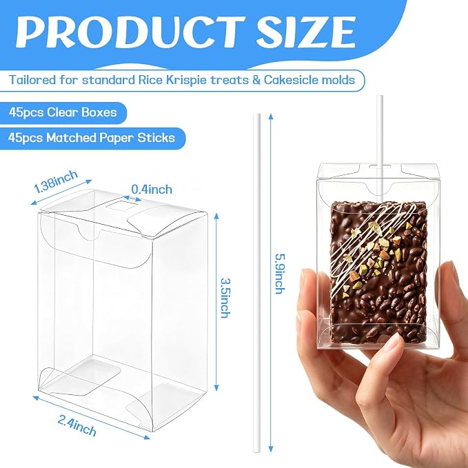CZWESTC 45 Pack Cakesicle Box and Stick Kit 3.5x2.4x1.38 | Elegant commercial-grade packaging solution perfectly tailored for upscale weddings, bakeries, parties, and DIY gifts.