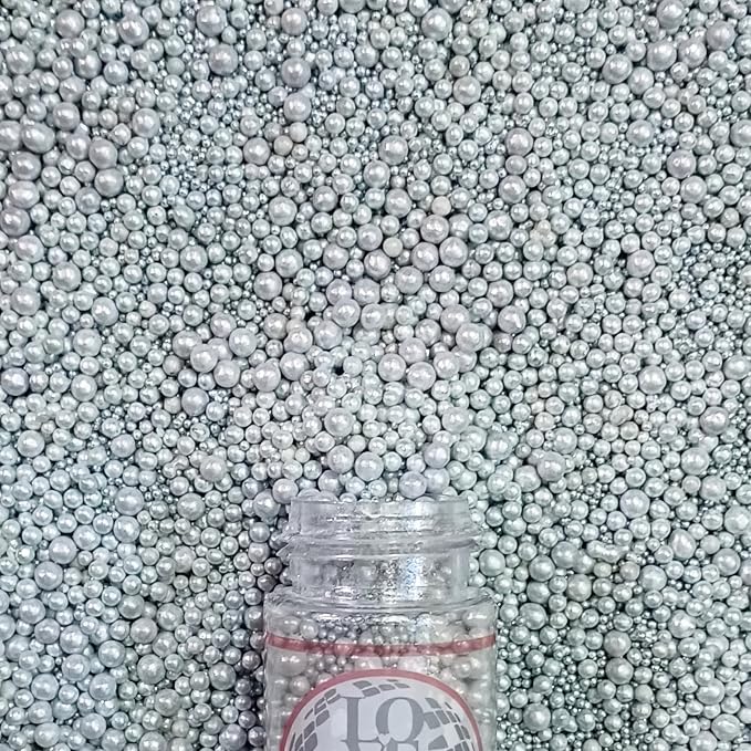 Confect Silver Metallic Sprinkles Mix – Metallic Sugar Pearls & Decorative Disco Balls for Cake, Cupcake & Cookie Decorating -Vegan, Gluten-Free, Nut-Free, Soy-Free, Dairy-Free, Palm Oil-Free – 4.2 oz
