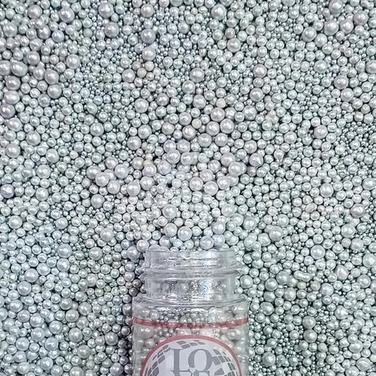 Confect Silver Metallic Sprinkles Mix – Metallic Sugar Pearls & Decorative Disco Balls for Cake, Cupcake & Cookie Decorating -Vegan, Gluten-Free, Nut-Free, Soy-Free, Dairy-Free, Palm Oil-Free – 4.2 oz