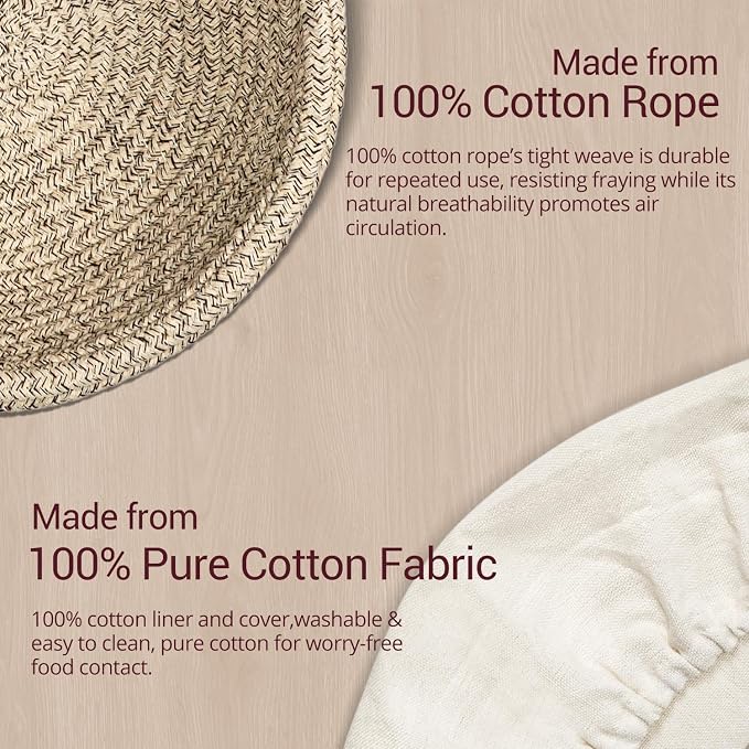 Sourdough Proofing Basket - Banneton Bread Proofing Basket, 9" Round & 10" Oval Cotton Rope Banneton Basket Set with Liners & Covers for Bread Baking