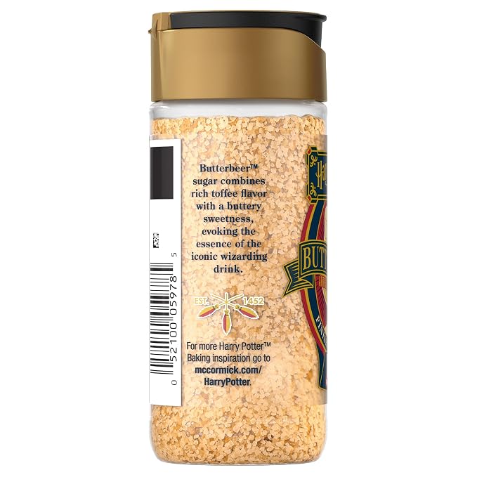 McCormick Harry Potter Finishing Sugar, Butterbeer, Limited Edition, Buttery Sweetness of Toffee, Sprinkle on Baked Goods or Use as a Rimming Sugar on Beverages, 2.93 oz