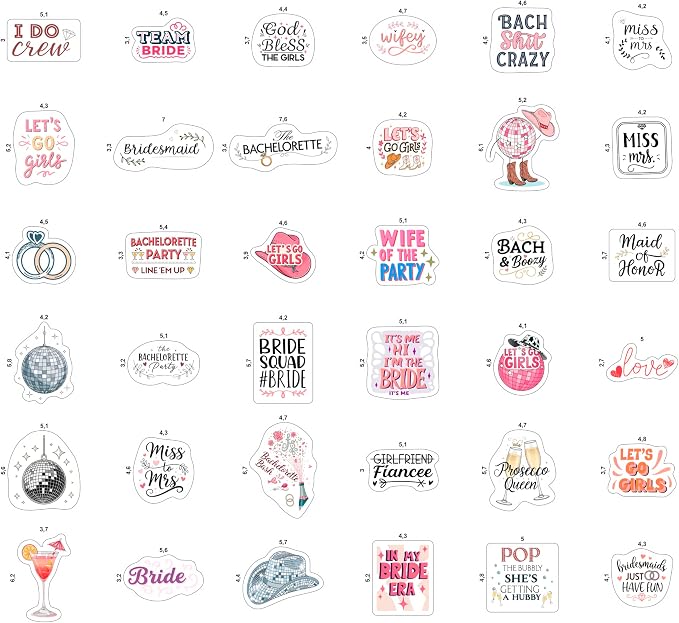 100Pcs Bachelorette Stickers for Scrapbooking, Bride Stickers for Water Bottle - Bachelorette Party Supplies - Gift for Women & Men