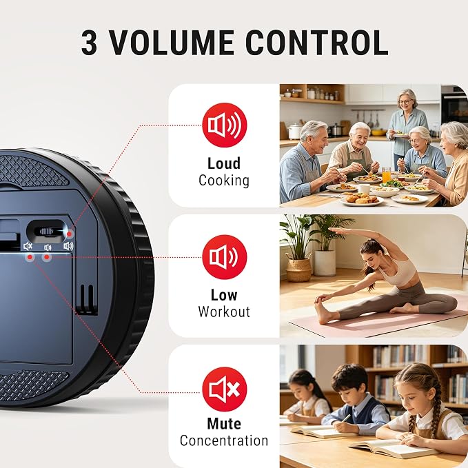 TempPro Digital Kitchen Timer, Magnetic Countdown Timer with Easy-Twist Knob, Loud Alarm & Silent Mode, Large LED Display, Cooking Timers for Classroom, Teachers, Kids & Seniors (Previously ThermoPro)