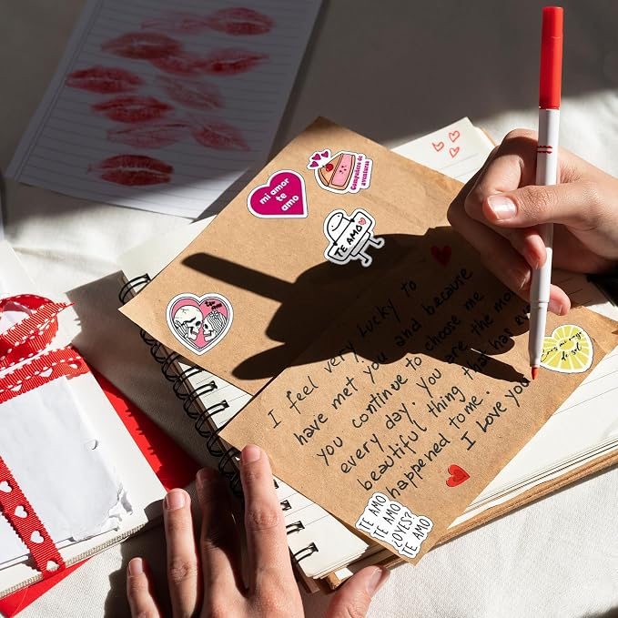Spanish Love Stickers for Romantic Moments | Heartfelt Valentine Decals for Journals, Cards, Scrapbooks & Personalized Gifts for Phones, Laptops, Water Bottles