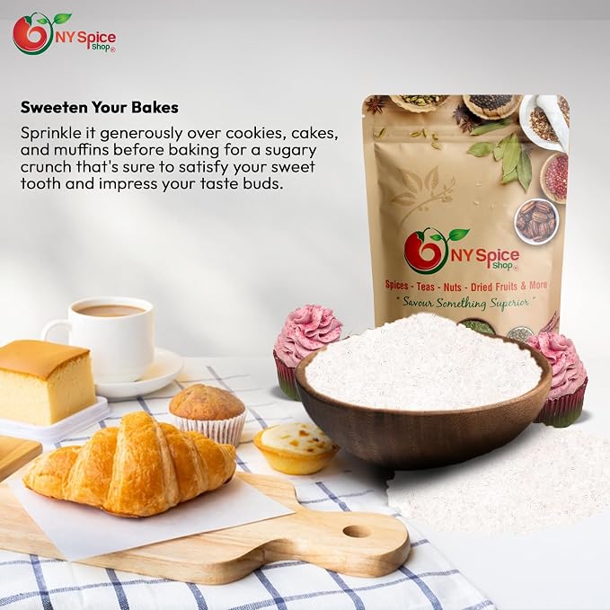 NY Spice Shop White Sanding Sugar - 1 Pound Sweet Colorful Edible Sprinkles For Candy Dish - Sugar Sprinkles For Cake Decorating Cookies Basket & Dishes