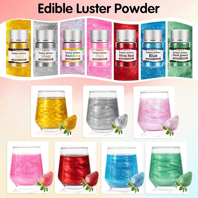 Edible Blue Glitter for Drinks, Food Grade 10g,Spring Blue Sprinkles Cake Decorating Supplies,Edible Luster Dust for Cocktail Beverages,Food Spray,Food Coloring Shimmer Powder for Baking,Cake Cupcakes Cookies Drinks Candy Strawberries 4th of July Patri...