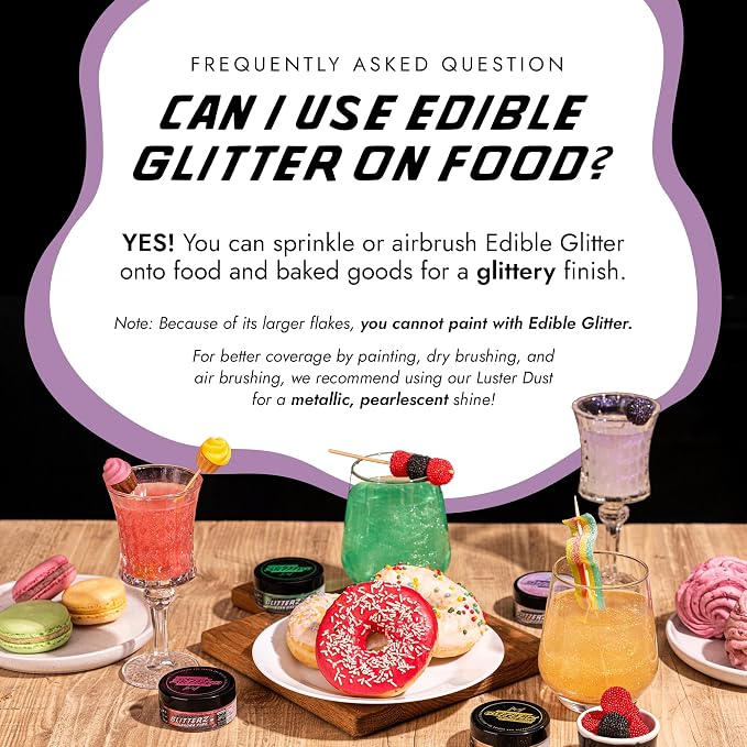 MONÉGASQUE Lavender Purple Edible Glitter for Drinks 10g – Purple Edible Glitter for Cakes & Cocktails – Cocktail Drink Shimmer Flakes – Food Decorating Sprinkles & Cake Decorations Spray Toppers