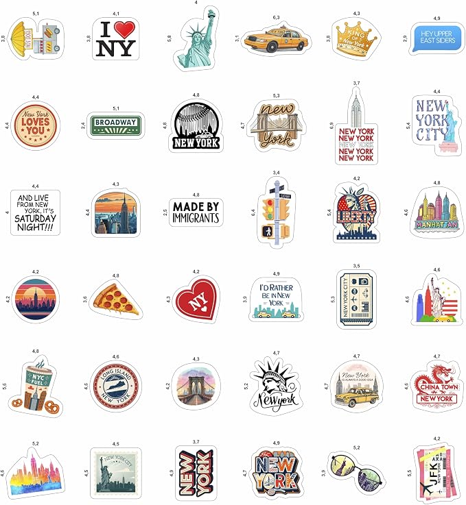 100Pcs New York Stickers for Scrapbooking, Laptop, Water Bottle, NYC Stickers -NYC Party Decorations - New York Gifts & Souvenirs - Gift for Women & Men
