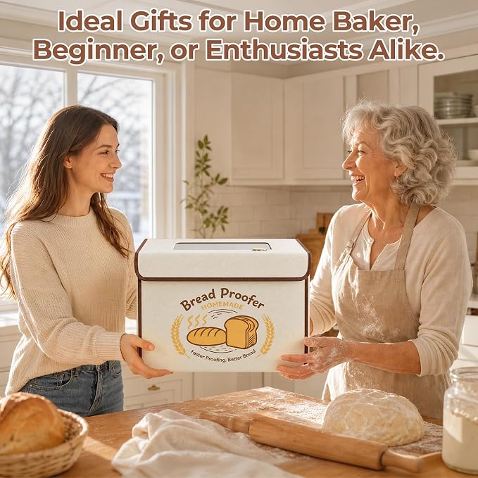 Folding Bread Proofing Box with 50-113℉ Temp Control & 48H Timer, Dough Proofer with Hygrometer, Metal Rack, Recipes, Sourdough Starter Warmer Sourdough Proofer Box for Making Bread, Pizza, Yogurt