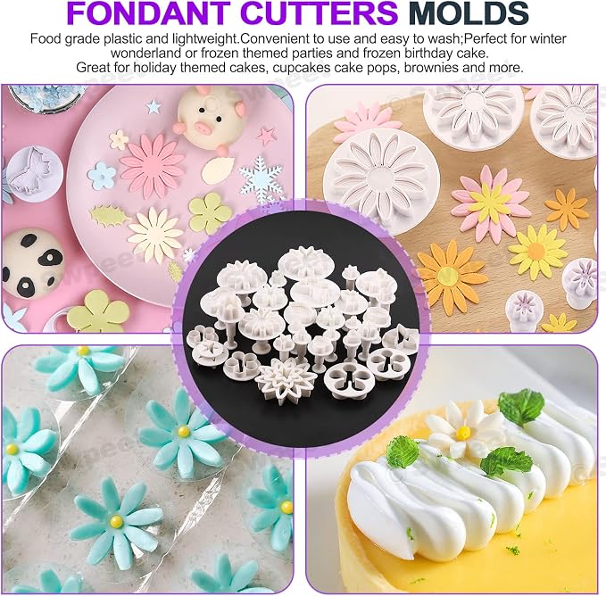 Swpeet 122Pcs Green Clay Extruder Gun and Fondant Cake Mold with Cookie Plunger Cutter Tool Polymer Clay Cutters Kit, Perfect for Clay Cake DIY Craft Cake Decorating Supplies Modeling Tool