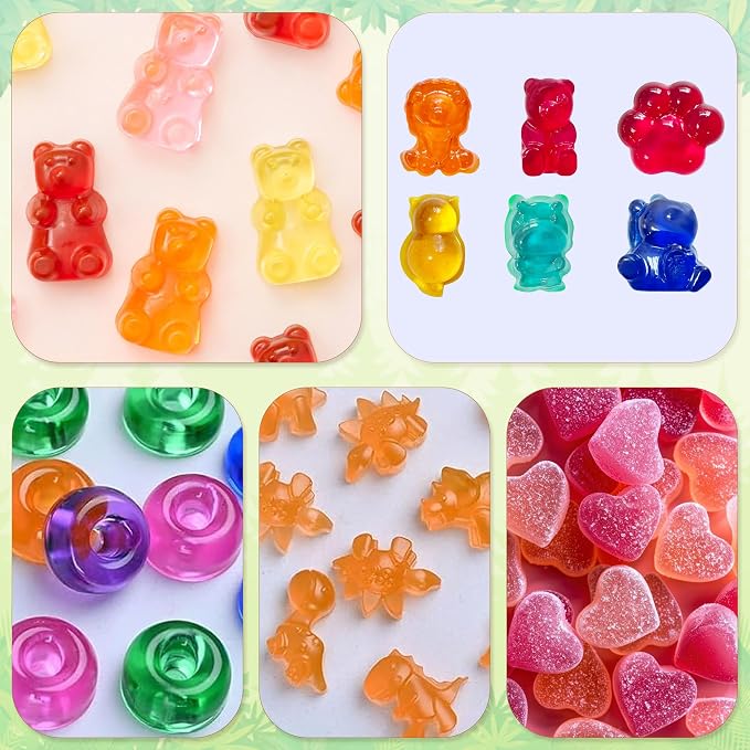7Pcs Gummy Bear Molds Silicone, Nonstick Animals Gummy Molds Includes Bear, Lions, Lucky Cats, Hippopotamus, Gummy Candy Chocolate Molds for Kids with 2 Droppers for Convenient Filling