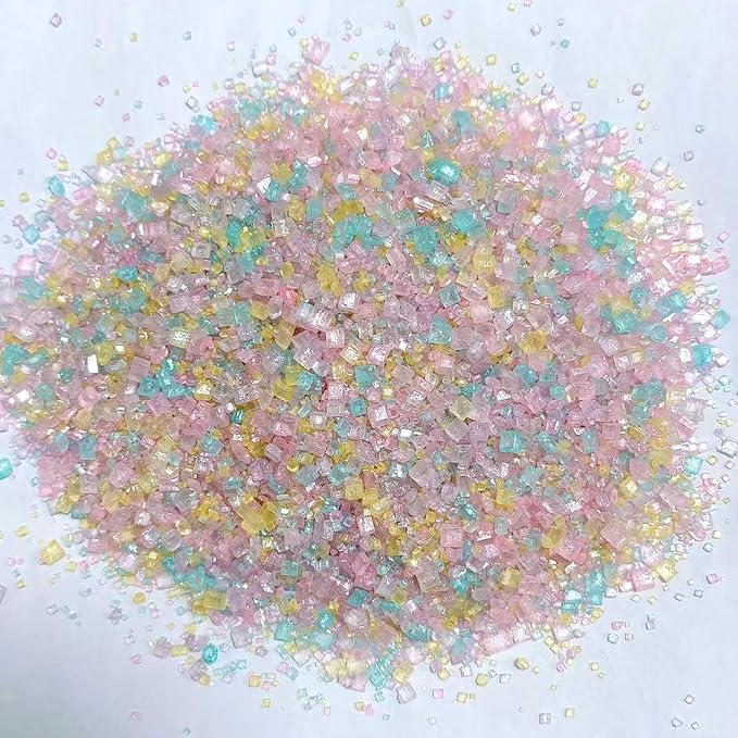 Sentovac Pastel Sugar Crystals for Baking Edible Spring Easter Coarse Large Crystals Sparkling Sugar Sprinkles Cake Cookie Cupcake Topper Ice Cream Decoration Supplies