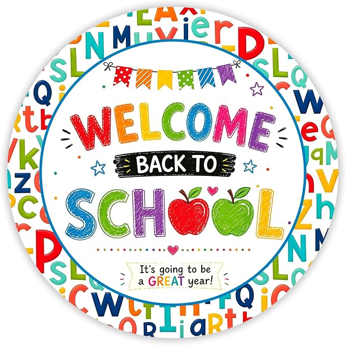 Back to School Stickers 60pcs, Welcome Back to School Round Sticker Labels for Teacher Gifts to Students, Classroom Rewards, First Day Treat Bags, Candy Bags, School Party Favors
