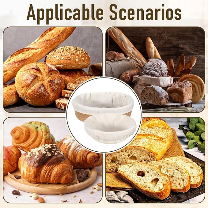 6 Pcs Banneton Liner, Reusable Proofing Basket Liner, Washable Bread Covers for Proofing, Oval Round Sourdough Covers for Proofings Baking Accessories for Home Bread Making