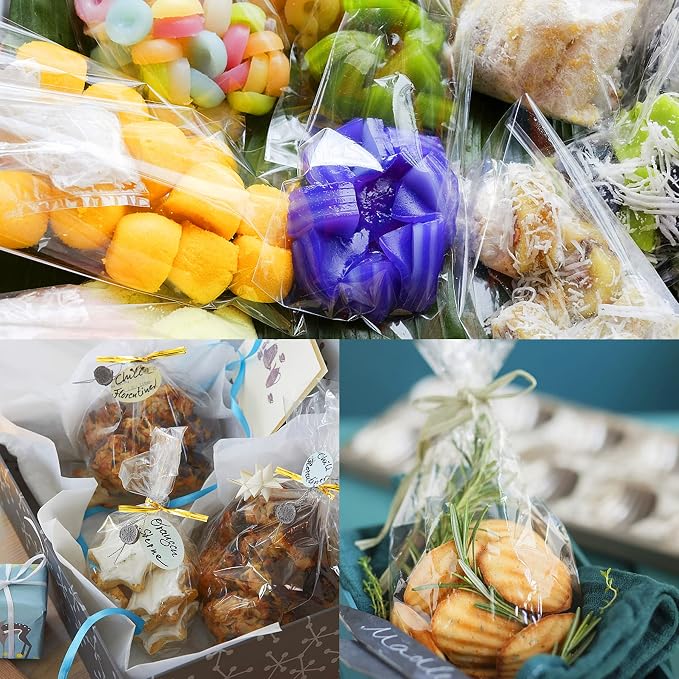 Augshy Cake Pop Bags, 300 Pcs 6x8" Treat Cello Bags with 300 Twist Ties | OPP Plastic Bag for Gifts Wrapping,Individual Resealable for Lollipop Candy Chocolate Dessert Cookie Wrapping Buffet