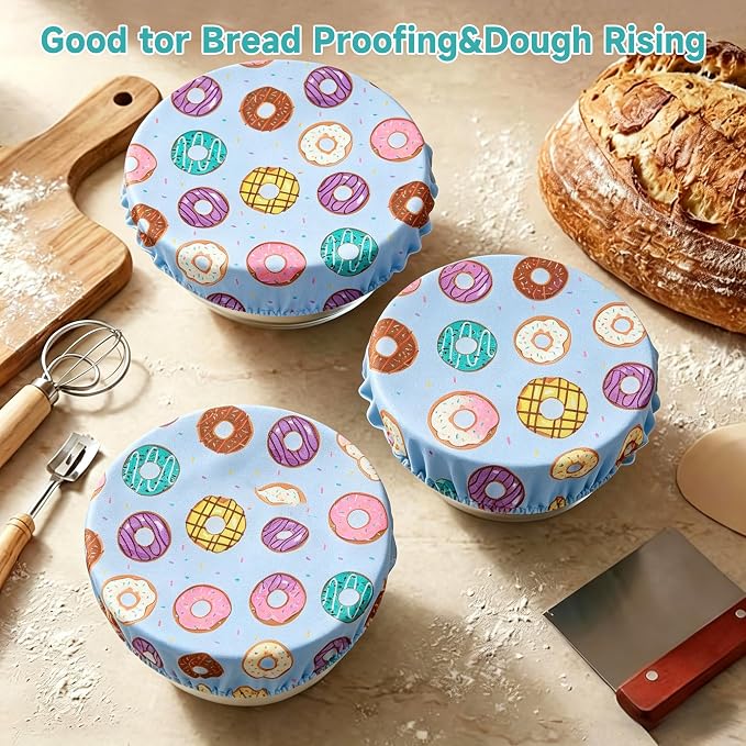 6PCS Bowl Covers Reusable Bread Proofing Bowl Covers Sourdough Bread Baking Accessories, Doughnuts