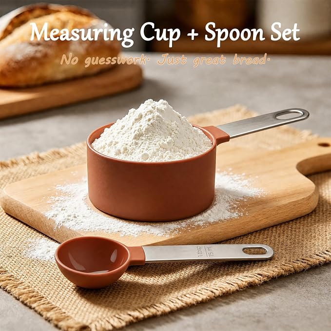 Sourdough Starter Kit, Sourdough Bread Baking Supplies, Banneton Bread Proofing Basket with Starter Jar, Dough Whisk, Scrapers, Recipe, Round Bread Proofing Basket, for Bread Baking