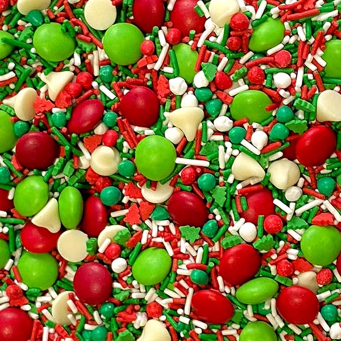 Fancy Sprinkles Holiday Baking Confetti | Candy-Coated Morsels & Christmas Tree Shaped Confetti Pieces | Christmas Cookie Mix-In & Chocolate Chip Alternative | Holiday Baking | 8 oz (2 Pack)