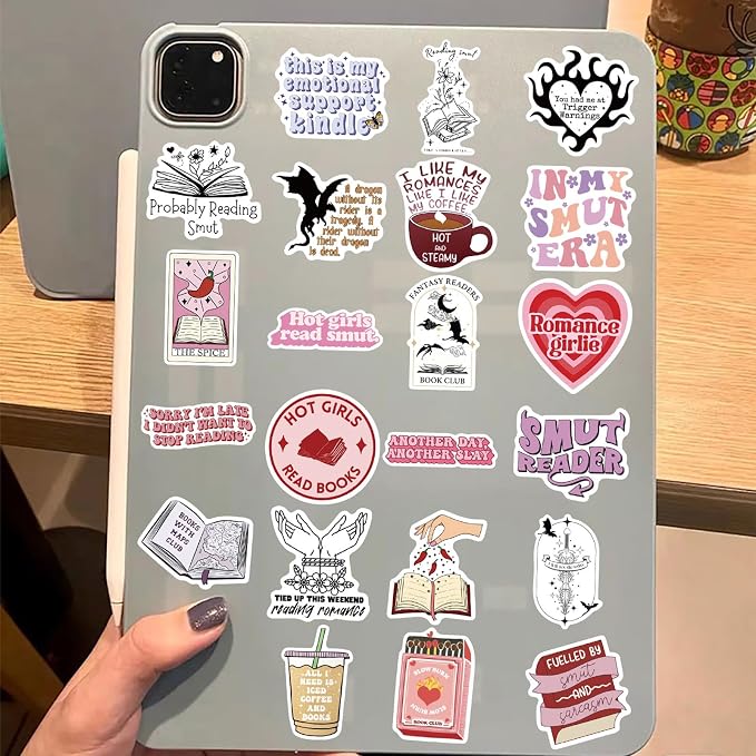104 PCS Romance Book Stickers for Kindle- Bookish Fantasy Dragon Aesthetic Stickers for Kindle Case, Water Bottle, Scrapbook, Journal - Cute Book Lover Gifts for Adults Teens