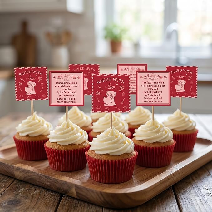 1000 Pcs Cottage Food Law Labels Stickers Cottage Bakery Decals | Baked with Love, Homemade Kitchen Inspection Statement Decals, Bakery Labels Stickes, DIY Crafts Homemade Bakery Baked Food