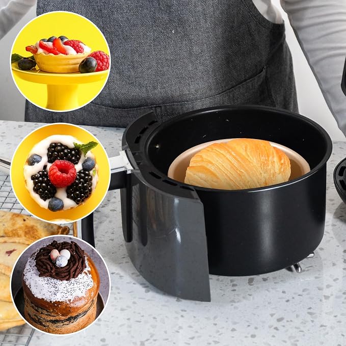 10 PCS Air Fryer Mini Pie Pan Tart Tins, Jumbo Muffin Cupcake Pans 4 Inch Air Fryer Hamburger Bun Mold, Non-Stick Air-Fryer Egg Baking Pan Individual Mini Cake Pans for Baking