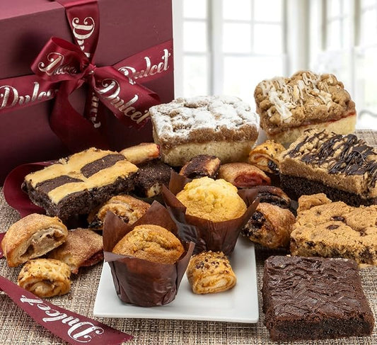 Dulcet Gift Basket – Premium Fresh Gourmet Baked Goods Gift Box for All Occasions – Assorted Brownies, Crumb Cakes, Rugelach & Muffins – Elegant Bakery Dessert Box