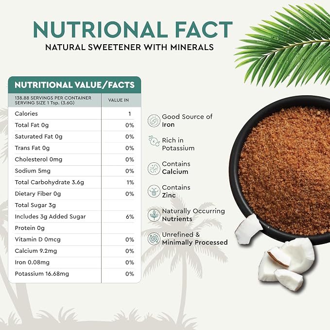 Rasika Organic Coconut Sugar, Unrefined Low Glycemic Sweetener Coconut Sugar for Baking Cooking & Beverages Cocunut Sugar Vegan, Gluten-Free, Non-GMO, Cane Sugar Alternative (300Gms)