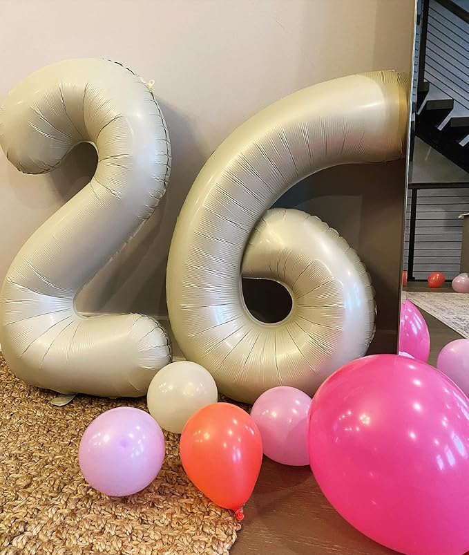 Cream 6 Balloon, Number Balloons 40 Inch, 6th Balloons for Birthday Decorations, Cream White Party Supplies 6 Birthday Balloon, Number 6 Balloon