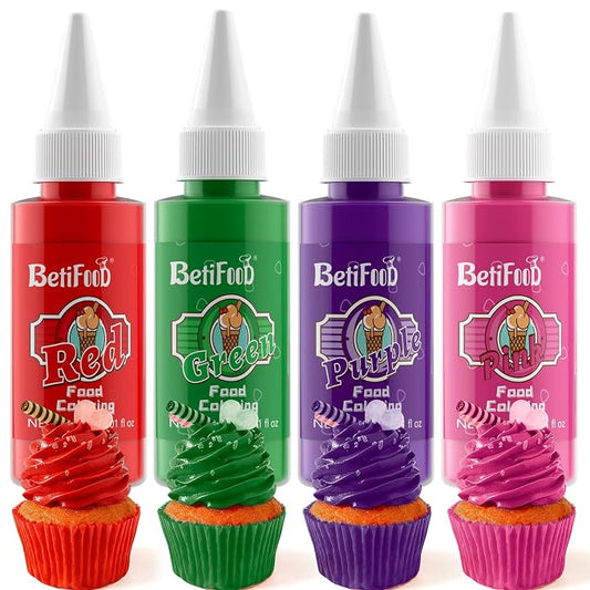 Food Coloring Liquid Set - 4 Colors High Saturation Food Dye, Tasteless Food Color for Cake Decorating, Baking, Easter Egg, Icing - 1.01 Fl. Oz/Bottles