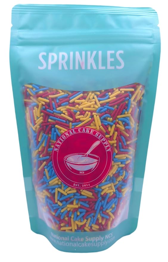 NCS Red, Yellow & Blue Jimmies Edible Sprinkles – Cupcake, Cake & Cookie Decorations, 7 oz
