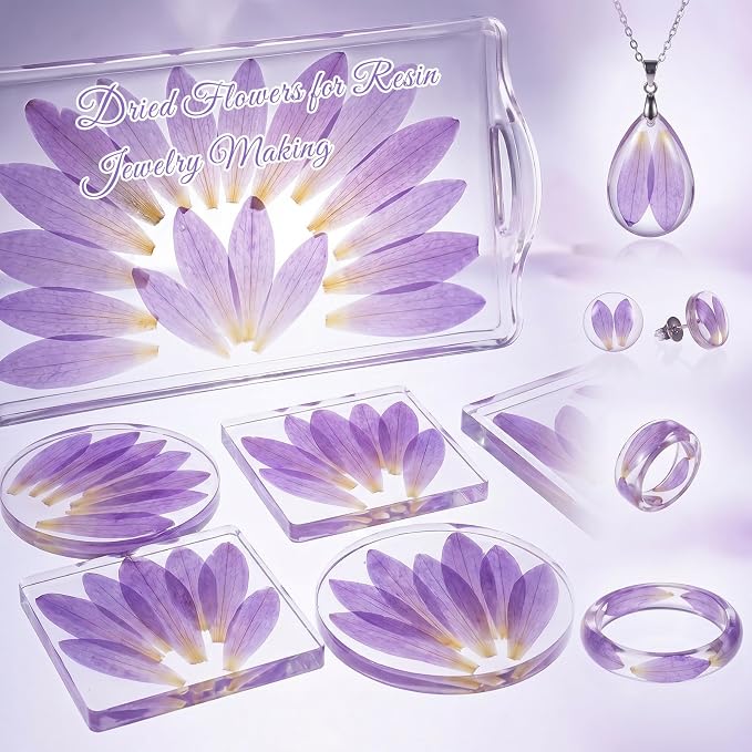 48 Pcs Mix Natural Dried Pressed Water Lily Petals for Cake Decorating, Cocktail Garnish, Resin Jewelry Making, DIY Art Crafts (Water Lily)