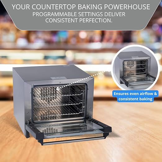 Cadco OV-003 Quarter-Size Commercial Convection Oven, 3 Pan, 120V