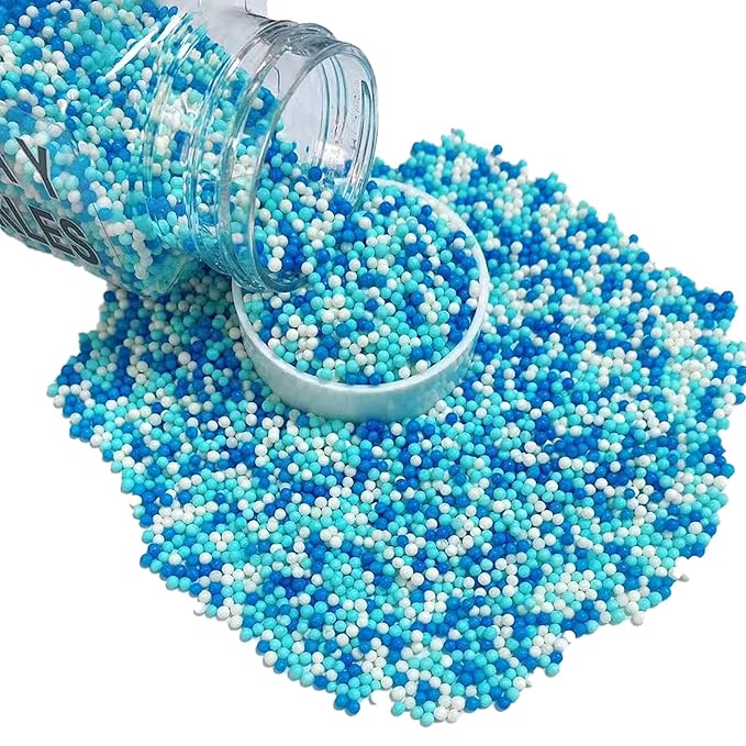 PhilaeEC Blue and White Nonpareils Sprinkle 2mm Mini Peals Sprinkle Edible for Cake Decoration Cupcake Topper Cookie Baking Decorations Halloween Christmas Valentine Supplies