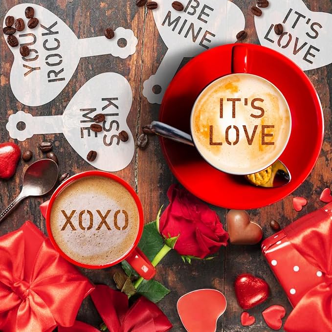 36 Pcs Valentine's Day Conversation Hearts Cookie Stencils for Baking | Plastic, Valentine's Day Party Baker Crafts, Coffee Baking Letter Happy Decoration, Heart Love Phrase Sign Template