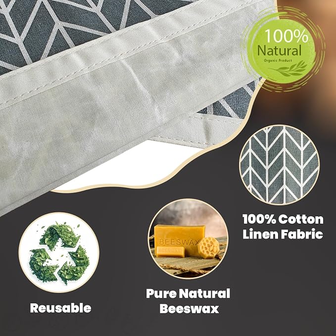 2 Pack Reusable Beeswax Bread Bags for Sourdough - 12.6” x 16.3” Extra Large Storage, Keeps Homemade Bread Fresh