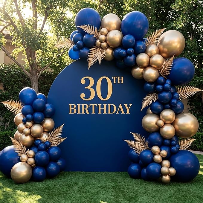 RUBFAC Chrome Gold Balloons 129pcs Different Sizes Pack of 18 12 10 5 Inch, Latex Metallic Gold Balloon Garland Arch Kit for Graduation Wedding Happy Birthday Party Decoration
