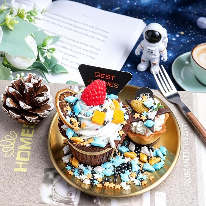 Space themed Sprinkles for Cake Decorating, Rocket, Planet, Star & Pearl Sugar Mix for Baking Cupcakes, Cookies, Donuts & Ice Cream, Birthday Party Supllies