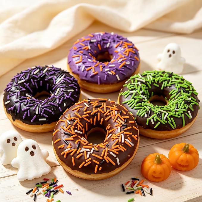 Homipooty Halloween Jimmies Sprinkles for Cake Decorating 100g/3.5oz Edible Orange, Black, Purple, Green and White Jimmies Mix for Baking, Ice Cream Toppings, Cupcakes, Cookies, Donuts