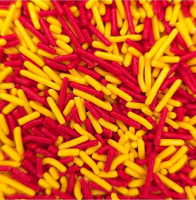 NCS Red & Yellow Jimmies Edible Sprinkles – Cupcake, Cake & Cookie Decorations, 7 oz