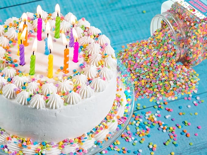 Birthday Confetti Sprinkles – 1.2 lb Bulk Pastel Rainbow Flat Round Jimmies – Baking Sprinkles for Cookies, Cupcakes, Cake Decorating, Ice Cream & Desserts