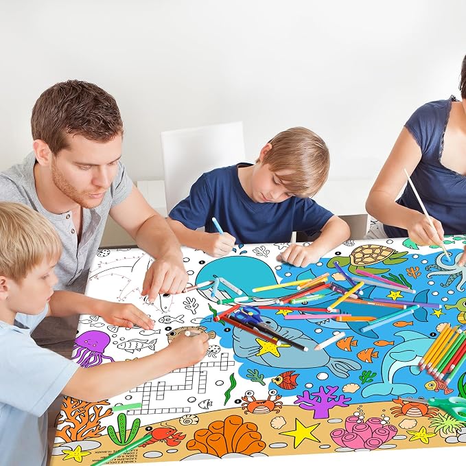 Gatherfun Under The Sea Party Giant Coloring Poster - 31.5x 72 Inches - Versatile Classroom Wall Décor & Birthday Activity - Sea Animal Poster or Table Cover for School Parties and Special Events