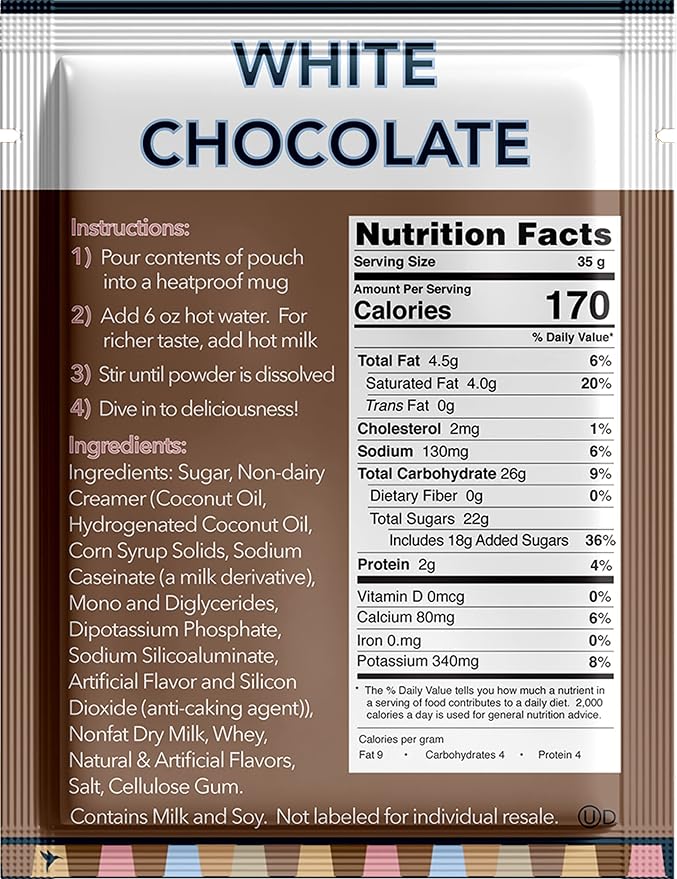 Double Donut Coffee Double Donut White Hot Chocolate Mix Packets, Flavored White Hot Cocoa Mix Packets, 18 Count