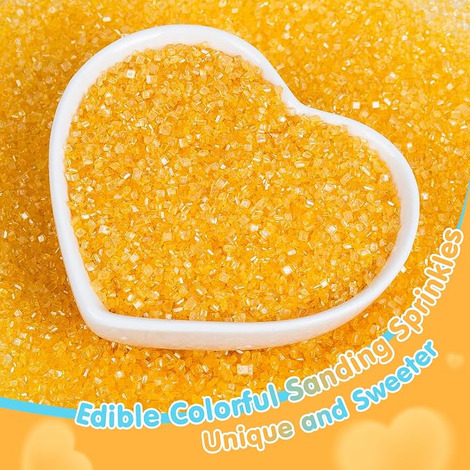 Edible Yellow Sprinkles,150g,Bright Yellow Sanding Sugar for Cake Decorating,Sprinkle Crystals Mix for Cookies,Ice Cream,Fondant Cake,Caramel Apples,Cupcakes,Desserts Topper,Birthday Party Festival Baking Decoration Supplies