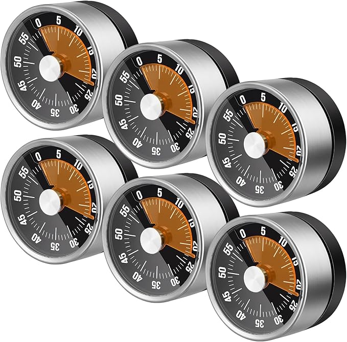 Relaxweex 6 Pcs 60 Minute Visual Timer Visual Kitchen Timer for Cooking Cook Timers Kitchen with Alarm Mechanical Class Timers for Desk Egg Countdown Chef Baking Office ADHD(Black Orange)