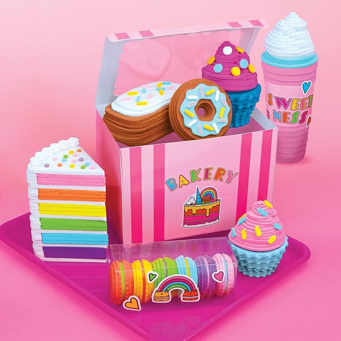 Fashion Angels Bakery Sweets Sticker Stackers, Foam Sticker Stacking Set with 3D Modeling, Includes Play & Pretend Food Stackable Stickers, Craft Activity Kit for Kids